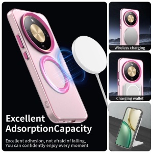 Husa pentru Honor Magic8 Lite, MagSafe, Antisoc, set cu sticker, CandyCase, Roz - Img 4