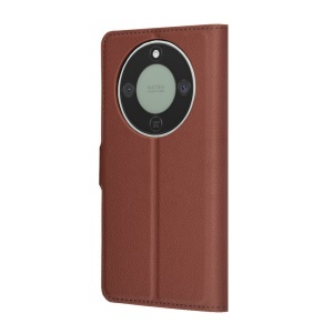 Husa pentru Honor Magic8 Lite, SKYDDAR INNOVATION, Leather Folio tip Carte, cu Portofel Interior, Finisaje Premium, set cu sticker, Maro - Img 5