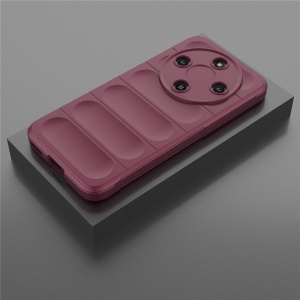 Husa pentru Honor Magic8 Lite, SKYDDAR INNOVATION, Magic Shield, din Silicon Mat, set cu sticker, Bordo - Img 6