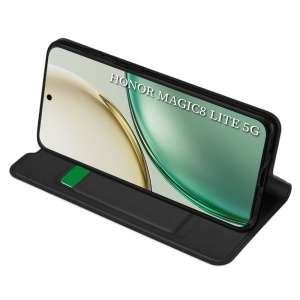 Husa pentru Honor Magic8 Lite, SKYDDAR INNOVATION, Magskin Book, tip Carte cu Portofel Interior, set cu sticker, Negru - Img 2