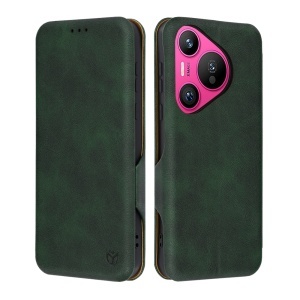 Husa pentru Huawei Pura 70, SKYDDAR INNOVATION, Safe Wallet tip carte din Piele Ecologica, Suport Carduri, Inchidere Magnetica, Verde, set cu sticker