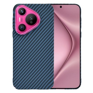 Husa pentru Huawei Pura 70, SKYDDAR INNOVATION, textura carbon, Carbonite FiberShell, set cu sticker, Cyan,