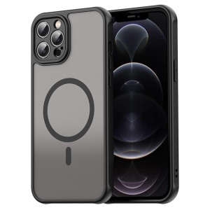 Husa pentru iPhone 12 Pro Max, SKYDDAR INNOVATION, HaloFrost MagSafe II, Antisoc, set cu sticker, Negru