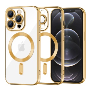 Husa pentru iPhone 12 Pro, SKYDDAR INNOVATION, Luxury Shield Magsafe, Protectie Antisoc, Auriu, set cu sticker