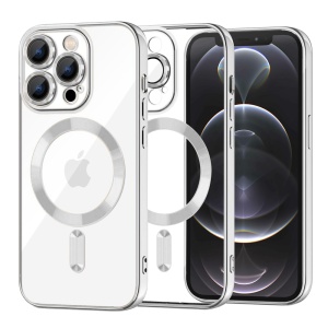 Husa pentru iPhone 12 Pro, SKYDDAR INNOVATION, Luxury Shield Magsafe, Protectie Antisoc, Argintiu, set cu sticker