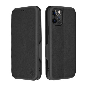 Husa pentru iPhone 12 Pro, SKYDDAR INNOVATION, Safe Wallet tip carte din Piele Ecologica, Suport Carduri, Inchidere Magnetica, Negru, set cu sticker  - Img 1