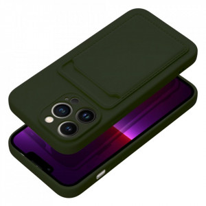 Husa pentru iPhone 13 Pro din silicon Suport Card, set cu sticker, Cards Case, Verde - Img 3
