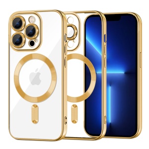 Husa pentru iPhone 13 Pro Max, SKYDDAR INNOVATION, Luxury Shield Magsafe, Protectie Antisoc, Auriu, set cu sticker