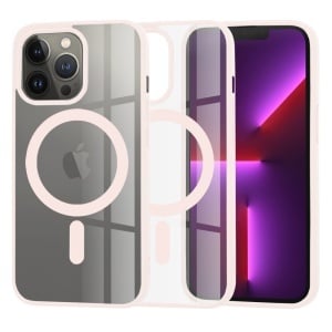 Husa pentru iPhone 13 Pro, SKYDDAR INNOVATION, MagSafe Pro din silicon, set cu sticker, Roz
