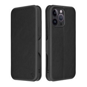 Husa pentru iPhone 14 Pro Max, SKYDDAR INNOVATION, Safe Wallet tip carte din Piele Ecologica, Suport Carduri, Inchidere Magnetica, Negru, set cu sticker - Img 1