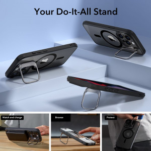 Husa pentru iPhone 15 Pro - ESR Classic Hybrid HaloLock Kickstand - Clear Black - Img 7