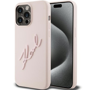 Husa pentru iPhone 15 Pro, Liquid Silicone, Karl Lagerfeld, Roz