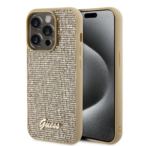 Husa pentru iPhone 15 Pro Max, Disco Metal Logo, Guess, Auriu