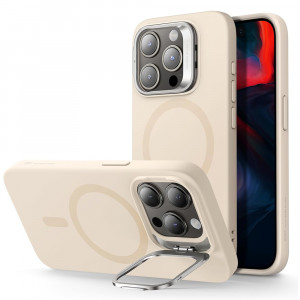 Husa pentru iPhone 15 Pro Max - ESR Cloud Soft HaloLock Kickstand - Light Tan - Img 1