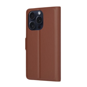 Husa pentru iPhone 15 Pro, SKYDDAR INNOVATION, Leather Folio, tip Carte, cu Portofel Interior, Finisaje Premium, Maro, set cu sticker  - Img 7