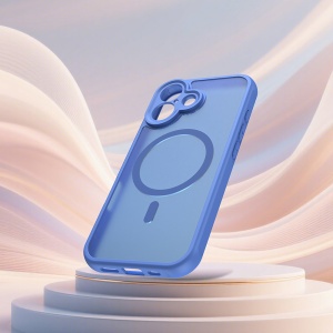 Husa pentru iPhone 16, Antisoc, HaloFrost MagSafe II, set cu sticker, Albastru - Img 3