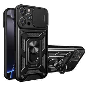 Husa pentru iPhone 16 Pro, SKYDDAR INNOVATION, CamShield, Negru, set cu sticker