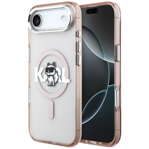 Husa pentru iPhone 17 Air, IML Glitter K&C Heads Logo MagSafe, Clear Mono Karl&Choupette