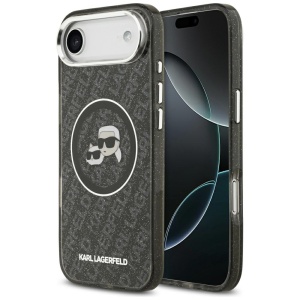 Husa pentru iPhone 17 Air, IML Glitter K&C Heads Logo MagSafe, Clear Mono Karl&Choupette