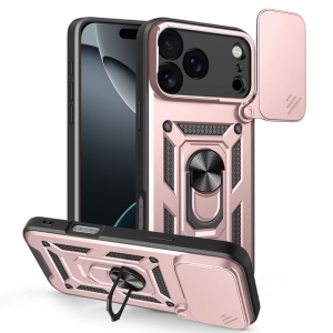 Husa pentru iPhone 17 Pro Max, SKYDDAR INNOVATION, CamShield, Inel magnetic, set cu sticker, Roz