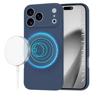 Husa pentru iPhone 17 Pro Max, SKYDDAR INNOVATION, din Silicon Catifelat, SoftFlex Magsafe, set cu sticker, Bleumarin