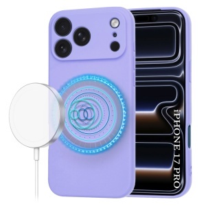 Husa pentru iPhone 17 Pro, SKYDDAR INNOVATION, din Silicon Catifelat, SoftFlex Magsafe, set cu sticker, Violet - Img 6