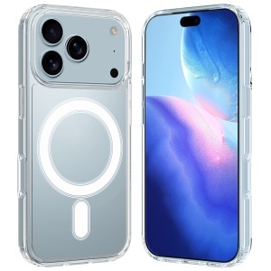 Husa pentru iPhone 17 Pro, SKYDDAR INNOVATION, MagSafe Pro din silicon, set cu sticker, Transparenta