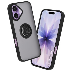 Husa pentru iPhone 17, SKYDDAR INNOVATION, Glinth cu Inel Rotativ 360° Magnetic, Negru, set cu sticker