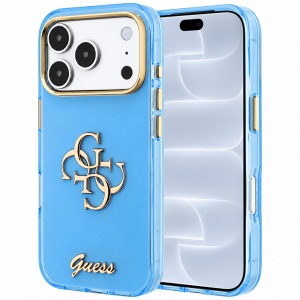Husa pentru iPhone 18 Pro / iPhone 17 Pro - Guess IML 4G Metal Script (GUHCP18L5HC4MLSL) - Light Blue
