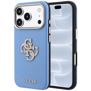 Husa pentru iPhone 18 Pro / iPhone 17 Pro - Guess Smooth Big Strass Logo - Light Blue