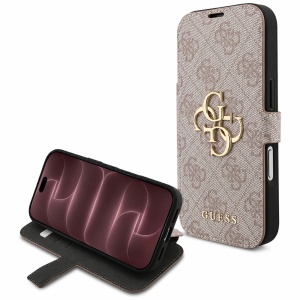 Husa pentru iPhone 18 Pro Max / iPhone 17 Pro Max - Guess Book 4G Metal Logo (GUBKP18X4GMGPI) - Pink