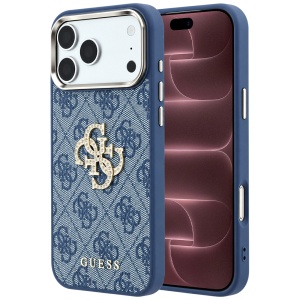 Husa pentru iPhone 18 Pro Max / iPhone 17 Pro Max - Guess Hardcase 4G Big Strass Logo (GUHCP18X6P4DSMLB) - Blue