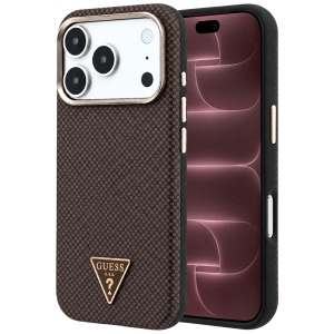 Husa pentru iPhone 18 Pro Max / iPhone 17 Pro Max - Guess Kevlar Triangle Logo MagSafe (GUHMP18X6PWKSGTW) - Brown