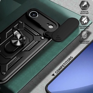 Husa pentru iPhone Air, SKYDDAR INNOVATION, CamShield, Inel magnetic, set cu sticker, Negru - Img 6