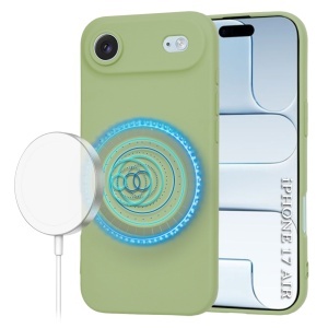 Husa pentru iPhone Air, SKYDDAR INNOVATION, din Silicon Catifelat, SoftFlex Magsafe, set cu sticker, Verde - Img 6