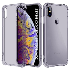 Husa pentru iPhone XS Max, SKYDDAR INNOVATION, Shockproof Clear Silicone, Silicon Slim, set cu sticker, Fumuriu
