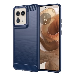 Husa pentru Motorola Edge 50 Ultra din Silicon Premium, Slim, cu textura Fibra Carbon - Albastru