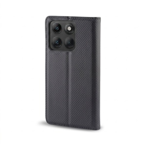 Husa pentru Motorola Edge 60 Pro 5G tip carte, inchidere magnetica, set cu sticker, smart book, Negru