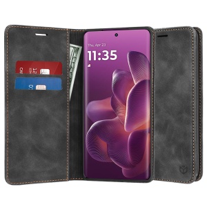 Husa pentru Motorola Edge 60 Pro, SKYDDAR INNOVATION, Confy Cover tip Carte din piele Eco Premium, cu Portofel Interior, set cu sticker, Negru