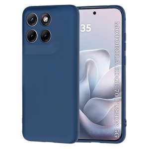 Husa pentru Motorola Edge 70 Fusion din Silicon Catifelat, Antisoc, set cu sticker, SoftElegance, Bleumarin