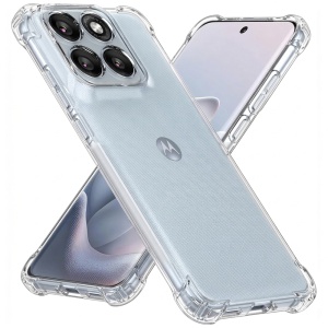 Husa pentru Motorola Edge 70 Fusion din Silicon Slim, Margini Antisoc, set cu sticker, Shockproof Clear Silicone, Transparenta