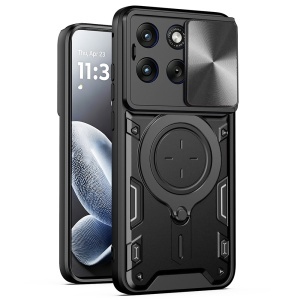 Husa pentru Motorola Edge 70 Fusion, Inel Magnetic, Protectie Camera, set cu sticker, CamGuard Pro, Negru