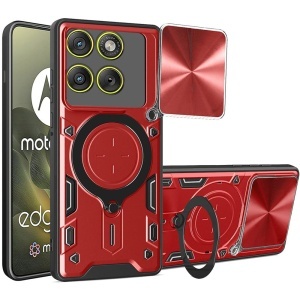 Husa pentru Motorola Edge 70, SKYDDAR INNOVATION, CamGuard Pro, Inel Magnetic, Protectie Camera, set cu sticker, Rosu