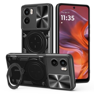 Husa pentru Motorola Moto G05 / Moto E15 cu Inel Magnetic, Protectie Camera, set cu sticker, CamGuard Pro, Negru