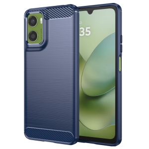 Husa pentru Motorola Moto G06 / Moto G06 Power, SKYDDAR INNOVATION, Carbon Silicone, din Silicon Slim, cu textura Fibra Carbon, set cu sticker, Albastru