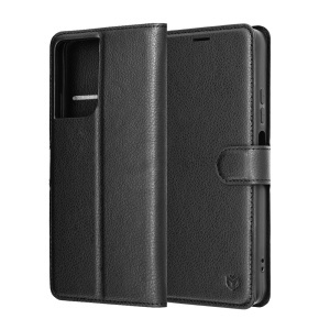 Husa pentru Motorola Moto G06, SKYDDAR INNOVATION, Leather Folio tip Carte, cu Portofel Interior, Finisaje Premium, set cu sticker, Negru - Img 6