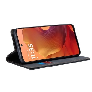 Husa pentru Motorola Moto G15 / Moto G15 Power, SKYDDAR INNOVATION, Confy Cover tip Carte din piele Eco Premium, cu Portofel Interior, set cu sticker, Negru - Img 2