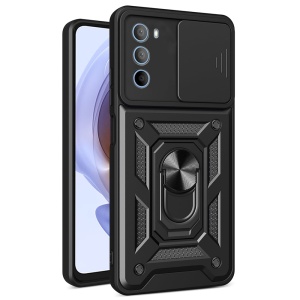Husa pentru Motorola Moto G31 / Moto G41, SKYDDAR INNOVATION, CamShield, Inel magnetic, set cu sticker, Negru