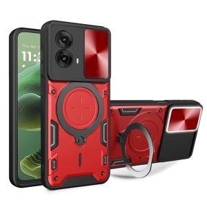 Husa pentru Motorola Moto G35, SKYDDAR INNOVATION, CamGuard Pro, Inel Magnetic, Protectie Camera, set cu sticker, Rosu