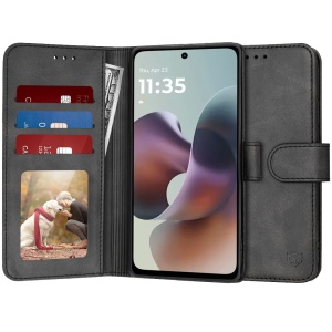 Husa pentru Motorola Moto G56, SKYDDAR INNOVATION, Diary Book, tip carte cu Portofel Interior, Antisoc, set cu sticker, Negru